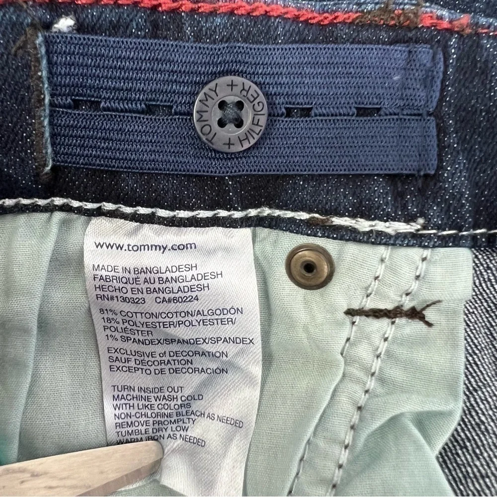 NWT TOMMY HILFIGER Boy’s Blue Jean Shorts Sz 16 Bermuda Distressed Stretch
